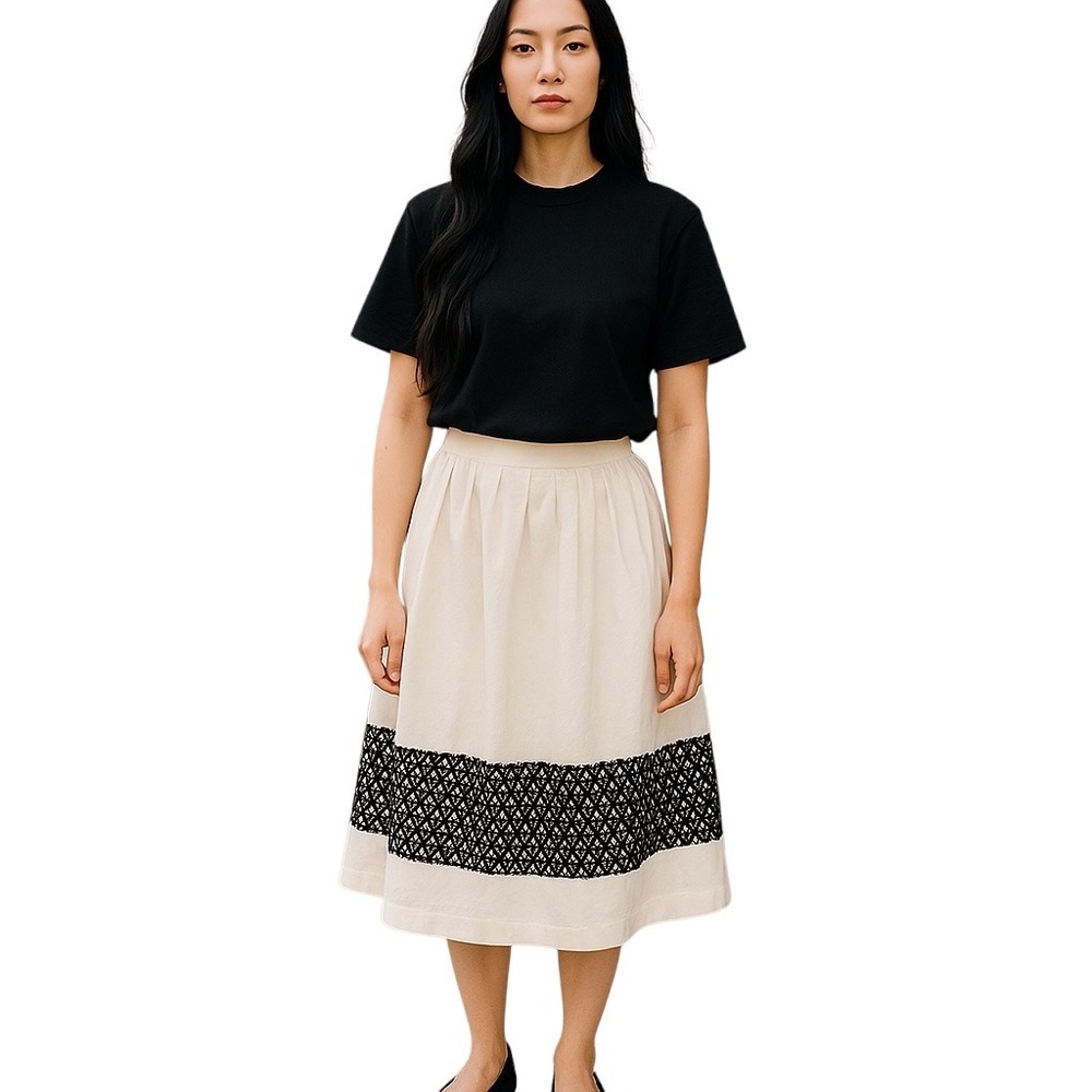 LOFT‎ White Cream A-Line Knee-Length Skirt